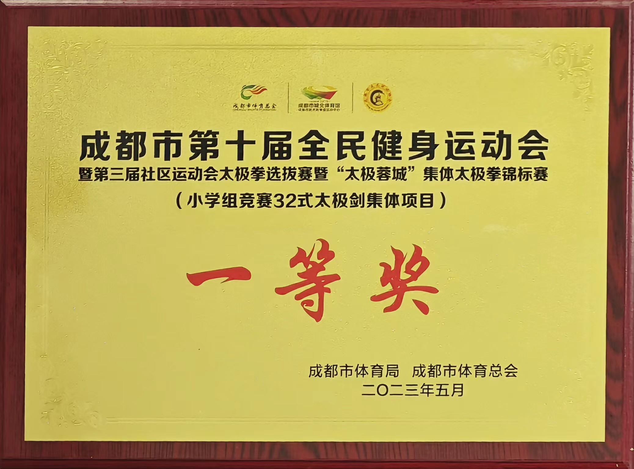 2023年5月成都市第十届全民健身运动会成都市第十届全民健身运动会：一等奖