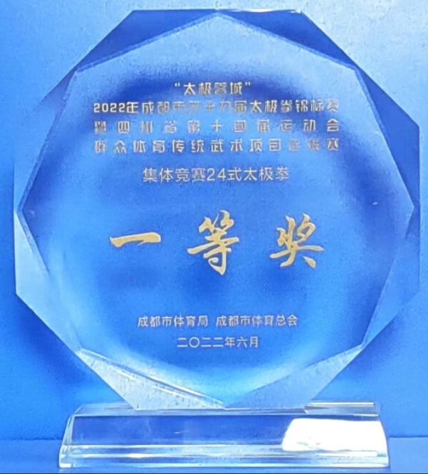 [学校获奖]2022年6月成都市第九届太极拳锦标赛集体竞赛24式太极拳：一等奖